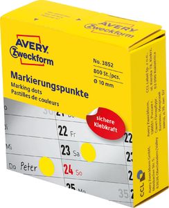 Avery Zweckform Kółka do zaznaczania w dyspenserze Avery Zweckform, 800 szt./rolka, O10 mm, żółte, ŻÓŁTY 1