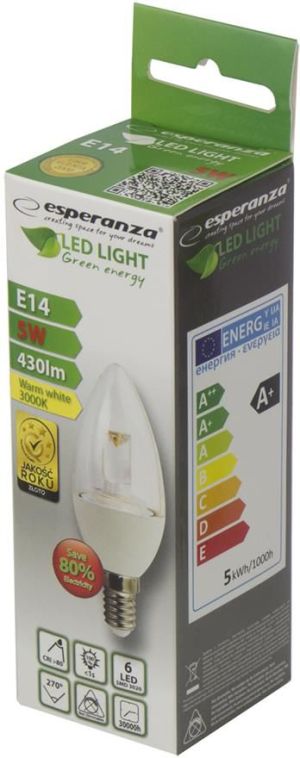 Esperanza Żarówka LED ELL121 E14, 5W, 430lm, 3000K, biała ciepła (5901299909423) 4