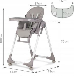 Kidwell KIDWELL BENTO NOWOCZESNE KRZESEŁKO DO KARMIENIA Szaro/Białe 14