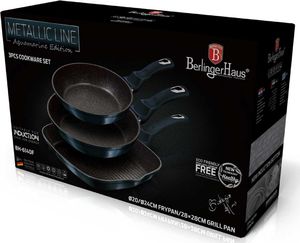 Patelnia Berlinger Haus grillowa Żeliwna 20 24 28cm 3szt. 8