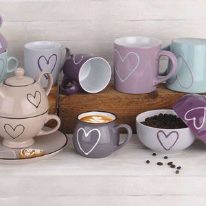 Orion Kubek ceramiczny w serca zestaw kubków do kawy herbaty 4 sztuki 230 ml 3