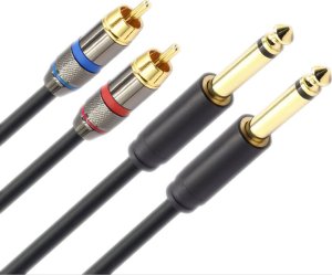 Kabel Mozos Kabel Mozos Jack 6.3mm - RCA (Cinch) x2 3m czarny (MCABLE-2JT2R) + Opaska zaciskowa Czarny 100 sztuk (MCABLE-M) 2