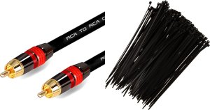 Kabel Mozos Kabel Mozos RCA (Cinch) - RCA (Cinch) 3m czarny (MCABLE-RR) + Opaska zaciskowa Czarny 100 sztuk (MCABLE-M) 1
