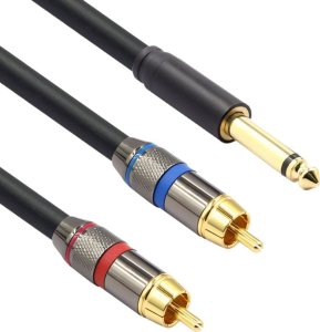 Kabel Mozos Kabel Mozos Jack 6.3mm - RCA (Cinch) x2 3m czarny (MCABLE-2JT2R) + Opaska zaciskowa Czarny 100 sztuk (MCABLE-S) 4