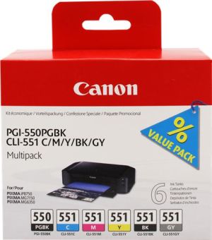Tusz Canon tusze PGI-550/CLI-551 / 6496B005 (cyan, magenta, yellow, black, gray) 1