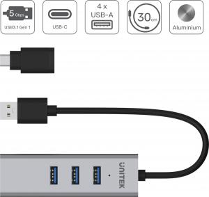 HUB USB Unitek 1x RJ-45  + 3x USB-A 3.0 (Y-3083B) 2