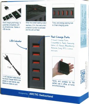 Ładowarka Arctic Smart Charger 8000 5x USB-A 8 A (APWCH00010A) 8