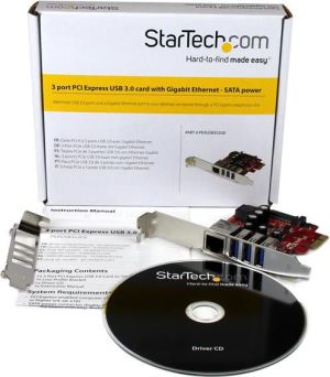 Kontroler StarTech PCIe x1 - 3x USB 3.0 + Ethernet (PEXUSB3S3GE) 5