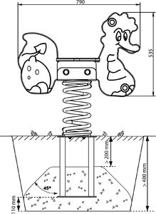 Huśtawka KBT Bujak na sprężynie na plac zabaw - Smok (173.011.001.001) 2