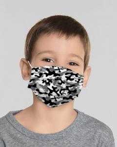 Omega Dziecięca Maska Ochronna Wielokrotnego Użytku Wojsko 100% Bawełny 1