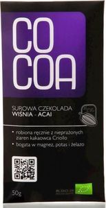 Cocoa CZEKOLADA SUROWA WIŚNIA-ACAI BIO 50 g - COCOA 1