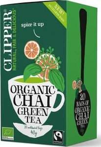 Clipper HERBATA ZIELONA CHAI Z CYNAMONEM I KARDAMONEM FAIR TRADE BIO 40 g (20 x 2 g) - CLIPPER 1