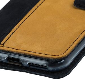 Surazo Etui na telefon Surazo ze skóry naturalnej Wallet case - Nubuk Czarny i Camel 5