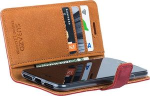 Surazo Etui na telefon Surazo ze skóry naturalnej Wallet case - Nubuk Czerwony 2