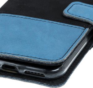 Surazo Etui na telefon Surazo ze skóry naturalnej Wallet case Duo - Czarny i Jasny niebieski 5