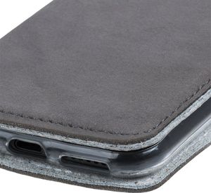 Surazo Etui na telefon Surazo ze skóry naturalnej Smart magnet RFID - Nubuk Szary 4