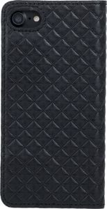 Surazo Etui na telefon Surazo ze skóry naturalnej Smart magnet RFID - Pikowane romby - Czarny Matowy 3