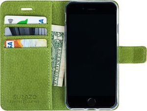 Surazo Etui na telefon Surazo ze skóry naturalnej Wallet case - Nubuk Zielony 2