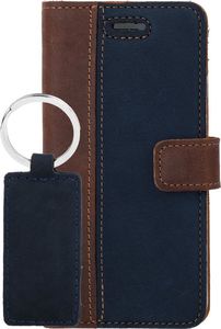 Surazo Etui na telefon Surazo ze skóry naturalnej Wallet case - Nubuk Orzechowy i Granatowy 8