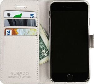 Surazo Etui na telefon Surazo ze skóry naturalnej Wallet case - Pastel Porcelanowy 2