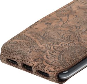 Surazo Futerał na telefon Surazo ze skóry naturalnej Flip case - Ornament Brązowy 4
