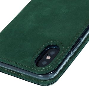 Surazo Etui na telefon Surazo ze skóry naturalnej Smart magnet RFID - Nubuk Ciemny zielony 4