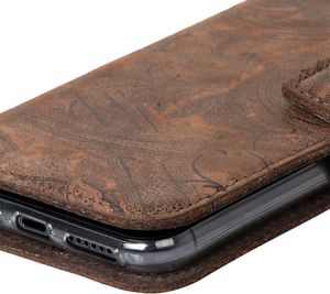 Surazo Etui na telefon Surazo ze skóry naturalnej Wallet case - Ornament Brązowy 4