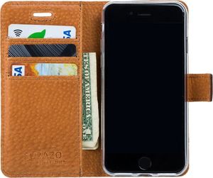 Surazo Etui na telefon Surazo ze skóry naturalnej Wallet case - Nubuk Orzechowy i Granatowy 2