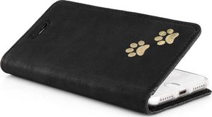 Surazo Etui na telefon Surazo ze skóry naturalnej Smart magnet RFID - Nubuk Czarny - Dwie łapy 4
