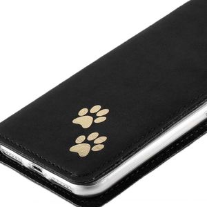 Surazo Etui na telefon Surazo ze skóry naturalnej Smart magnet RFID - Nubuk Czarny - Dwie łapy 5