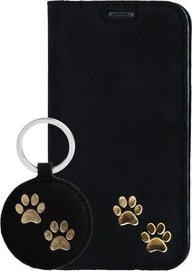 Surazo Etui na telefon Surazo ze skóry naturalnej Smart magnet RFID - Nubuk Czarny - Dwie łapy 7