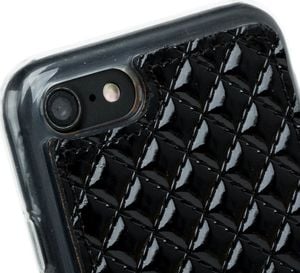 Surazo Etui na tył telefonu Surazo skóra naturalna Back case - Pikowane Romby - Czarny Połysk 4