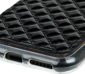 Surazo Etui na tył telefonu Surazo skóra naturalna Back case - Pikowane Romby - Czarny Połysk 3