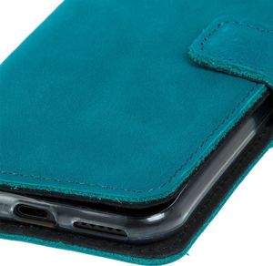 Surazo Etui na telefon Surazo ze skóry naturalnej Wallet case - Nubuk Turkus 6