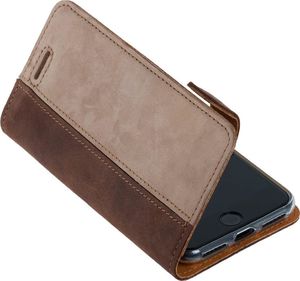 Surazo Etui na telefon Surazo ze skóry naturalnej Wallet case - Nubuk Orzechowy i Beżowy 6