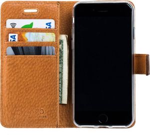 Surazo Etui na telefon Surazo ze skóry naturalnej Wallet case - Nubuk Orzechowy i Beżowy 2