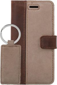 Surazo Etui na telefon Surazo ze skóry naturalnej Wallet case - Nubuk Orzechowy i Beżowy 8