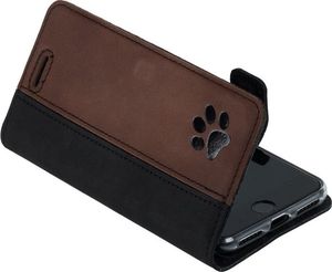 Surazo Etui na telefon Surazo ze skóry naturalnej Wallet case - Nubuk Czarny i Orzechowy - Łapa Psa 6