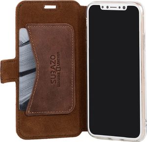 Surazo Etui na telefon Surazo ze skóry naturalnej Slim cover CC - Nubuk Orzechowy 2