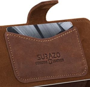 Surazo Etui na telefon Surazo ze skóry naturalnej Slim cover CC - Nubuk Orzechowy 5