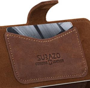 Surazo Etui na telefon Surazo ze skóry naturalnej Slim cover CC - Nubuk Orzechowy 5