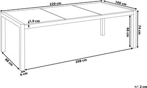 Beliani Stół ogrodowy granit palony dzielony blat 220 x 100 cm czarny GROSSETO 8