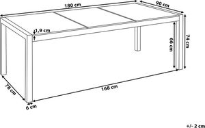 Beliani Stół ogrodowy granit palony dzielony blat 180 x 90 cm czarny GROSSETO 9