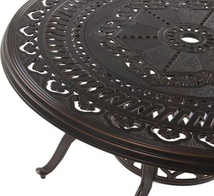 Beliani Stół ogrodowy metalowy 102 cm brązowy SALENTO 2