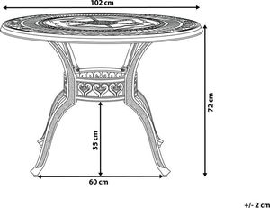 Beliani Stół ogrodowy metalowy 102 cm brązowy SALENTO 5