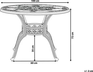 Beliani Stół ogrodowy okrągły 100 cm brązowy Sapri 5