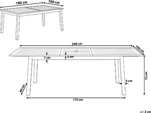 Beliani Stół ogrodowy rozkładany akacjowy 180/240x100cm jasne drewno CESANA (77311) 8