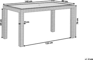 Beliani Stół ogrodowy 140 x 80 cm jasnoszary FOSSANO 6