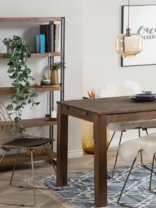 Beliani Stół do jadalni rozkładany dębowy 150/240 x 85 cm ciemne drewno MAXIMA 2