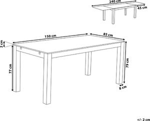 Beliani Stół do jadalni rozkładany dębowy 150/240 x 85 cm ciemne drewno MAXIMA 8